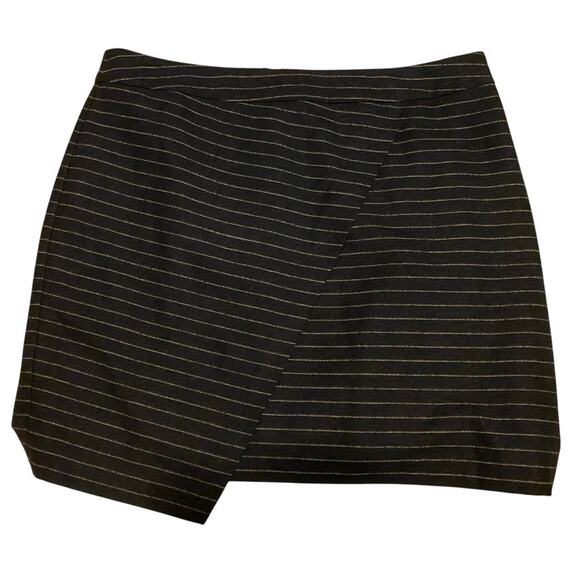 Madewell Asymmetric Wrap Dark Charcoal Gray Front Wool Lined Pencil Skirt - 12 - Picture 2 of 9